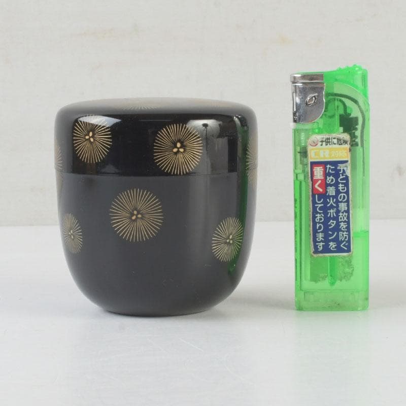 茶道具　漆塗　博堂造　松蒔絵　棗　共箱　V　9934