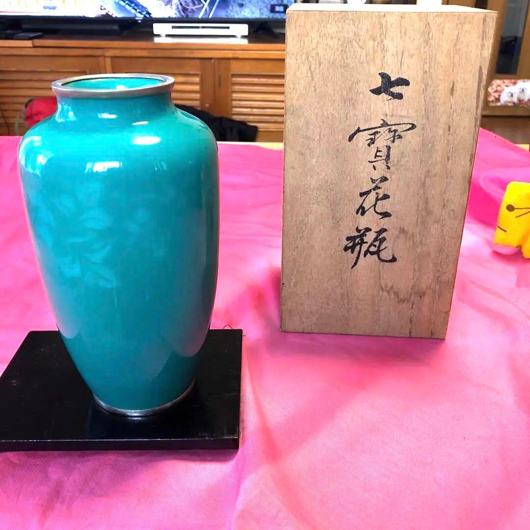 静花瓶 ターコイズブルー 七宝花瓶