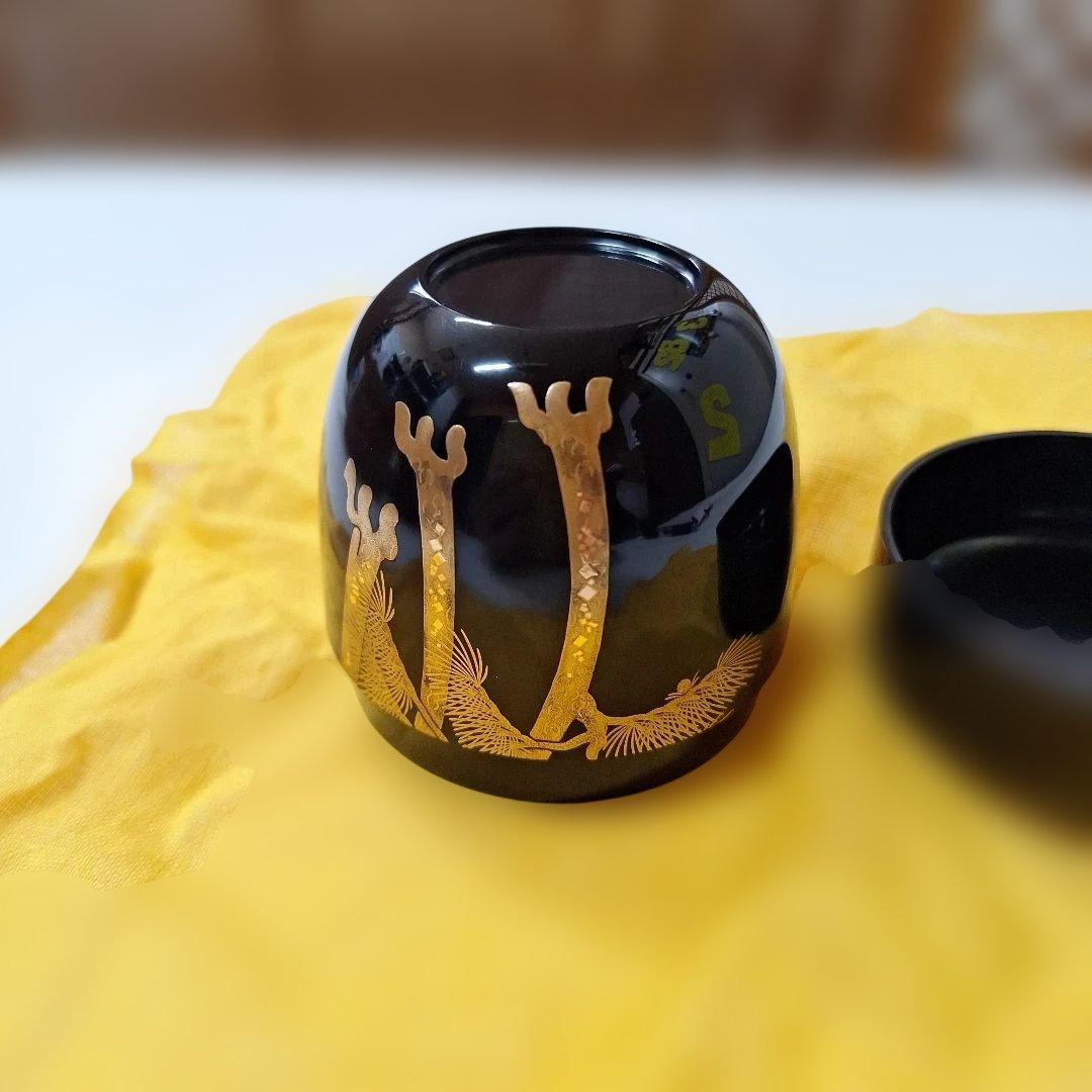 金箔松模様の茶道具 棗