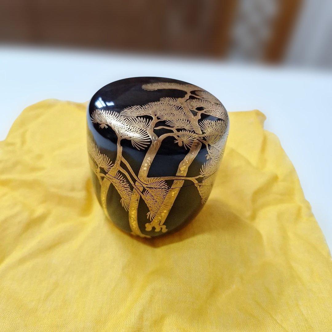 金箔松模様の茶道具 棗
