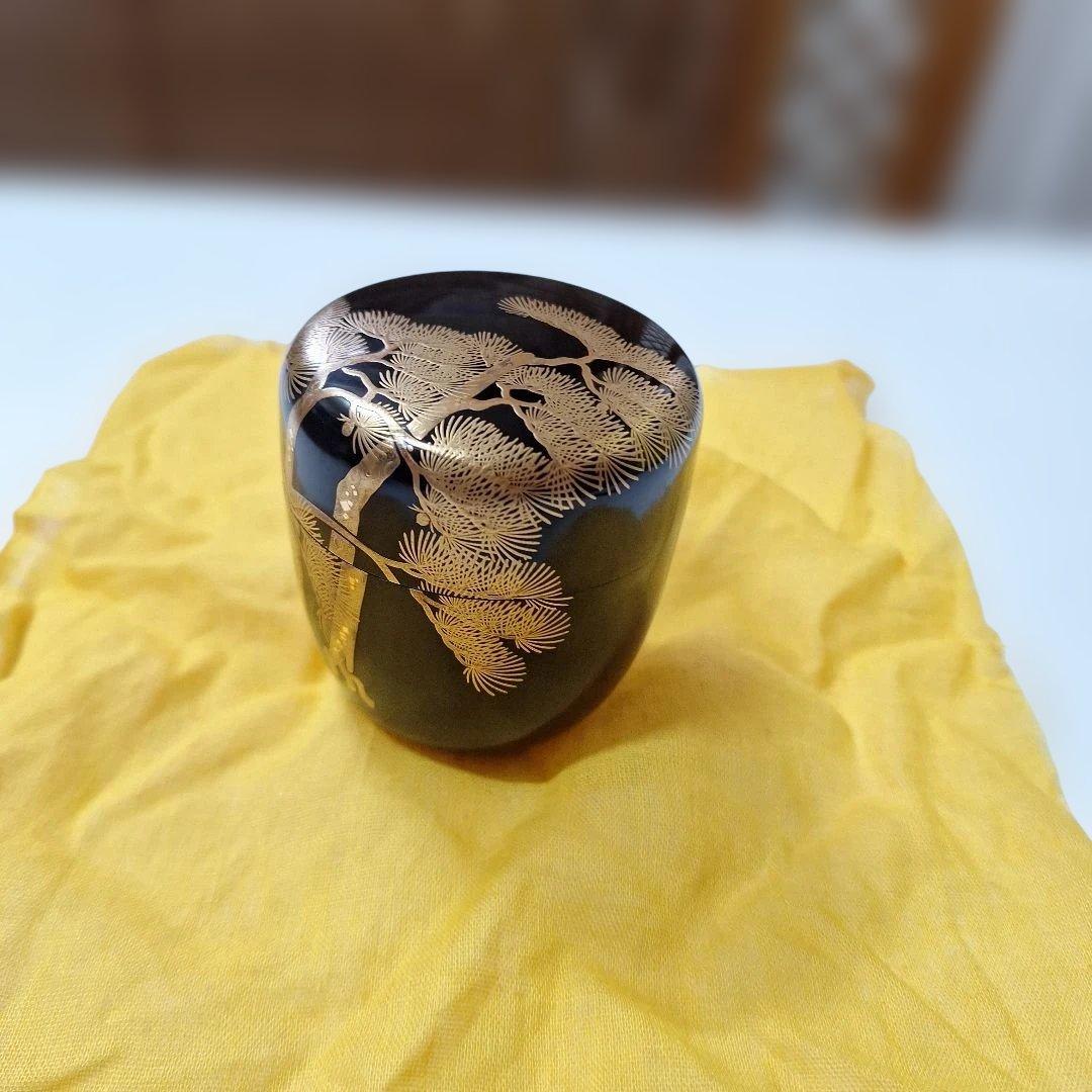 金箔松模様の茶道具 棗