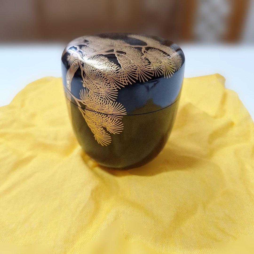 金箔松模様の茶道具 棗
