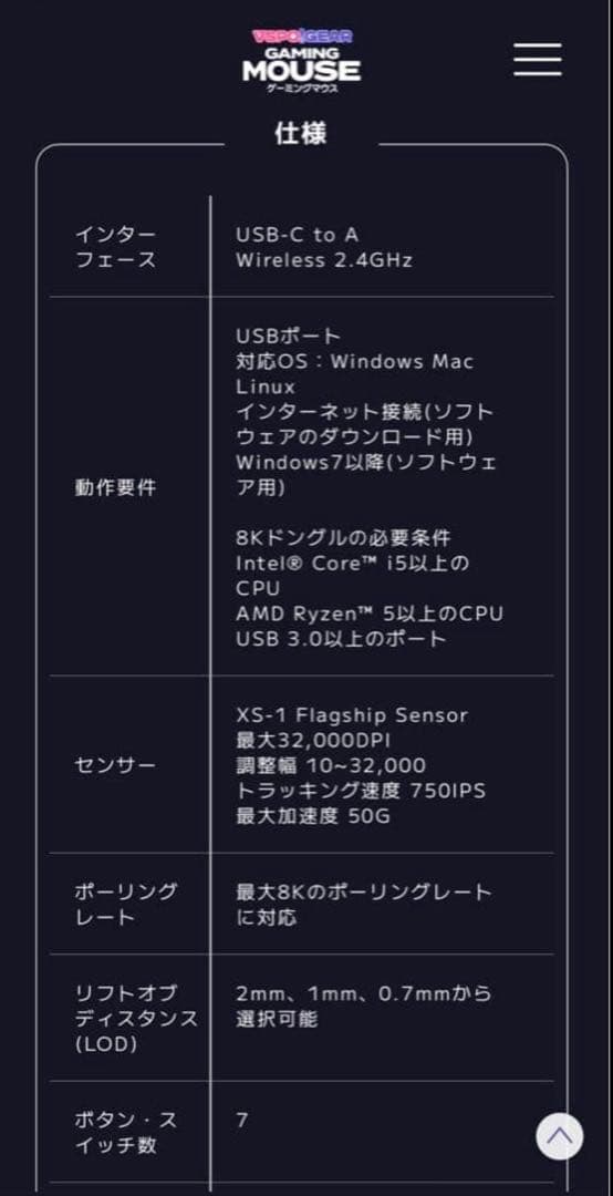 新品未開封　VSPO GEAR ゲーミングマウス MIMI EDITION 本体