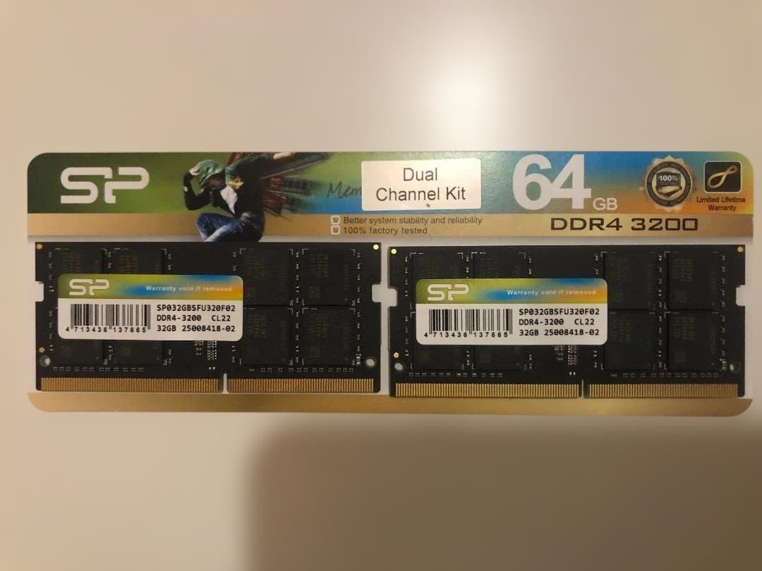SP DDR4-3200MHz 32GB×2(64GB)ノートPC用メモリー