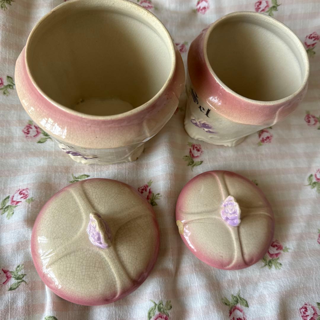 フランスアンティーク　バルボディーヌ　陶器キャニスター
