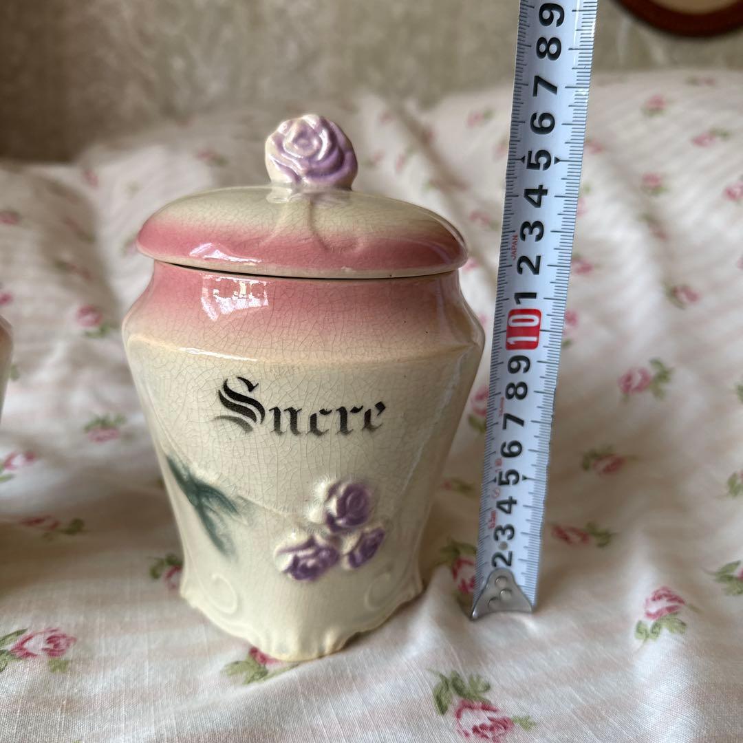 フランスアンティーク　バルボディーヌ　陶器キャニスター