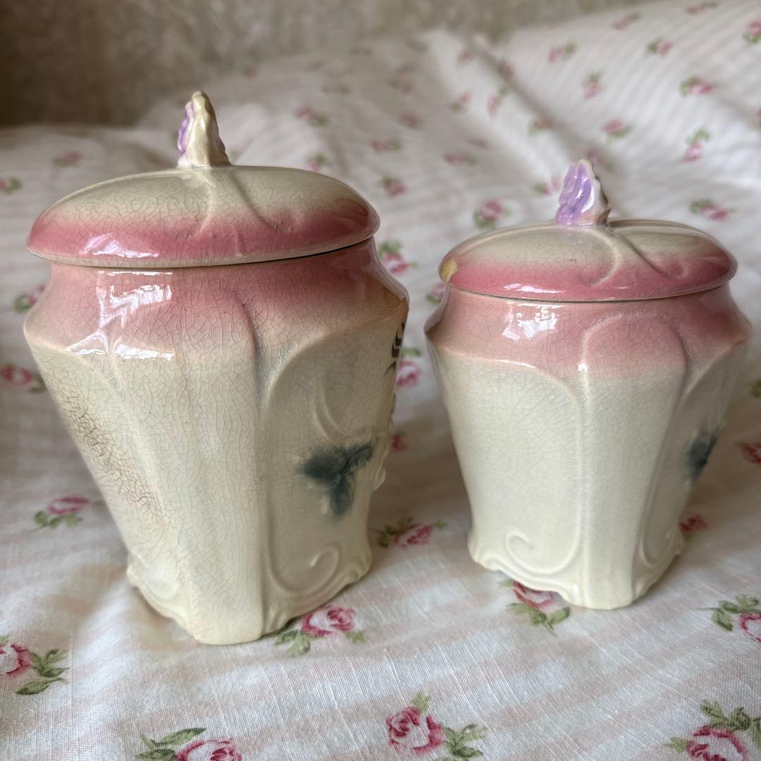 フランスアンティーク　バルボディーヌ　陶器キャニスター