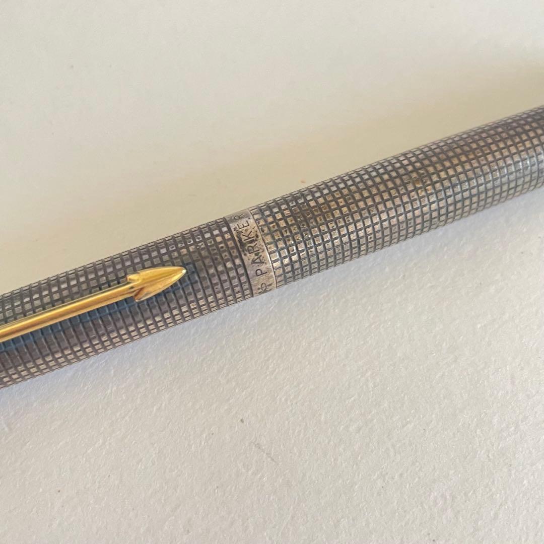 Parker 75 万年筆 シルバー メッシュ 14Kペン先 スターリング