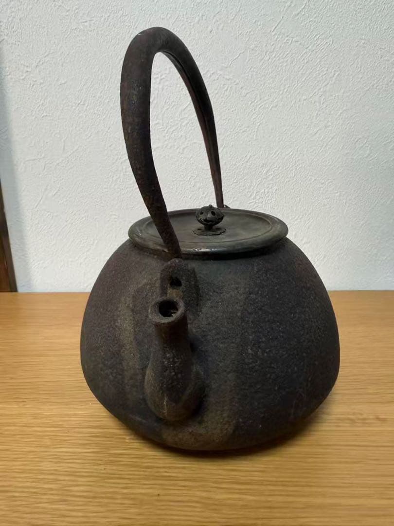 鉄瓶 茶道具 龍文堂 茶器 古美術 在銘あり 時代物 金属工芸 銅蓋