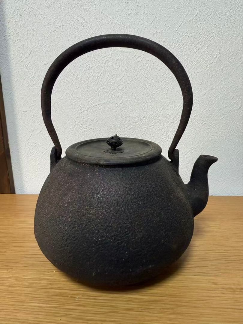 鉄瓶 茶道具 龍文堂 茶器 古美術 在銘あり 時代物 金属工芸 銅蓋