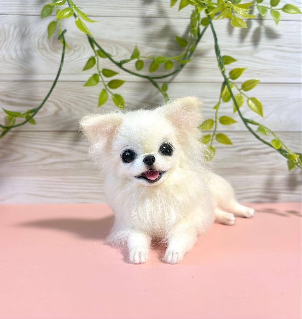 羊毛犬　羊毛フェルト　にこにこリラックスチワワ