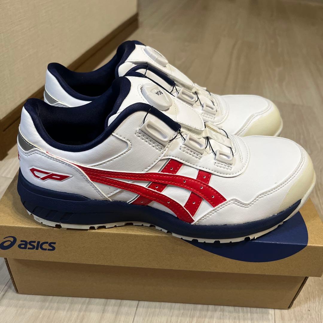 ASICS 安全靴 BOAシステム ホワイト/レッド　25cm