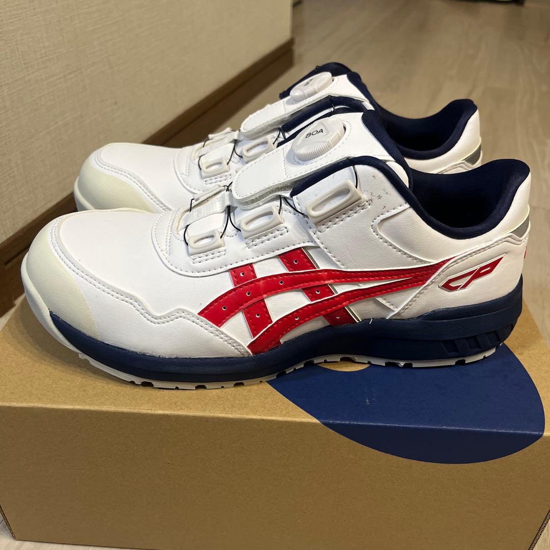 ASICS 安全靴 BOAシステム ホワイト/レッド　25cm