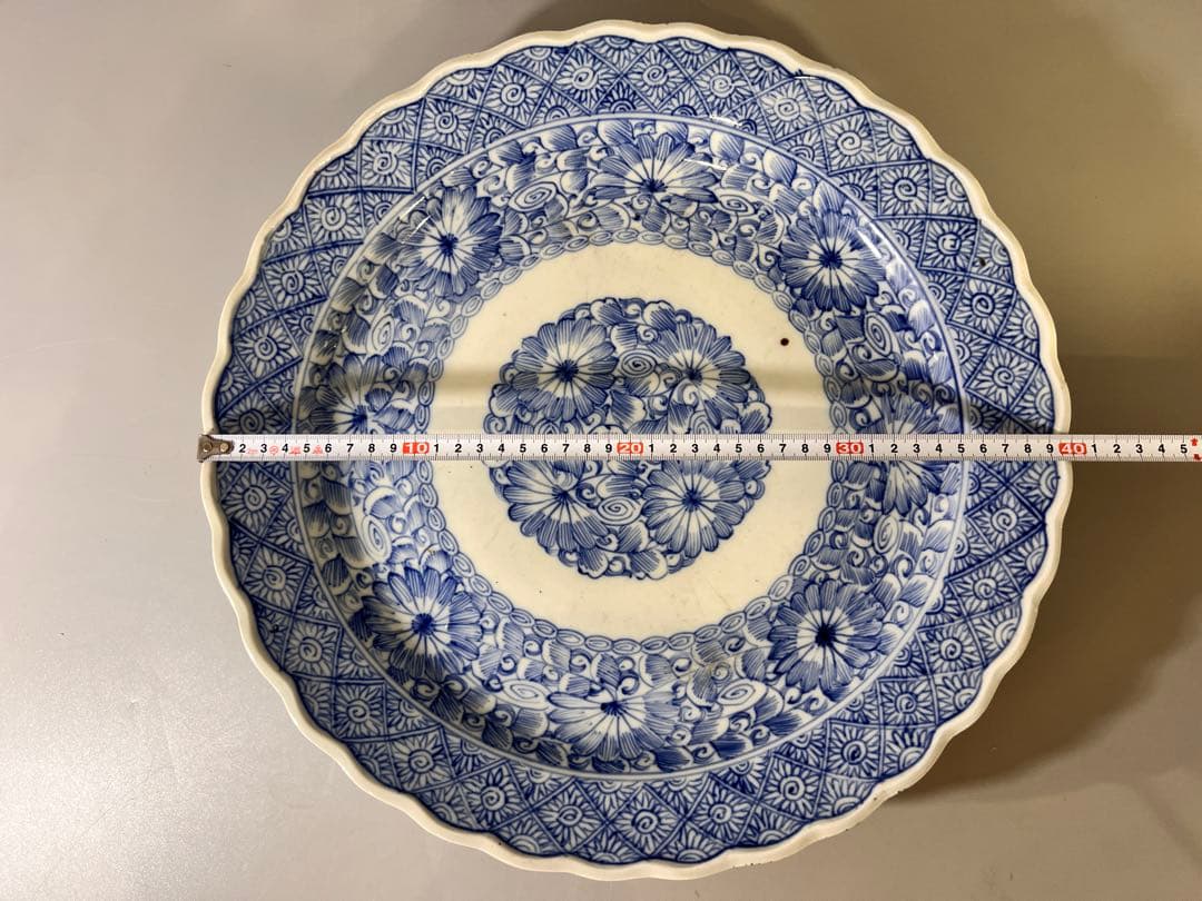 PR009 古伊万里 線描花紋 大皿