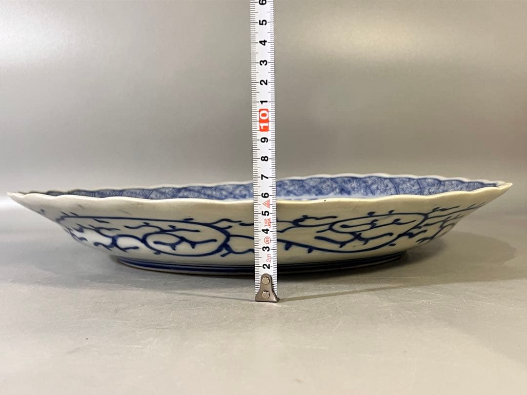 PR009 古伊万里 線描花紋 大皿