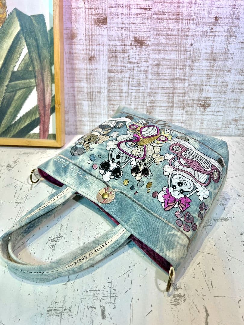 ロラライハリス♡SSライトブルーWデニム♡刺繍のミニバッグ♡