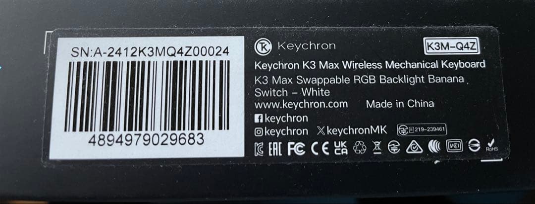Keychron K3 Max RGBバナナ軸、キーキャップ