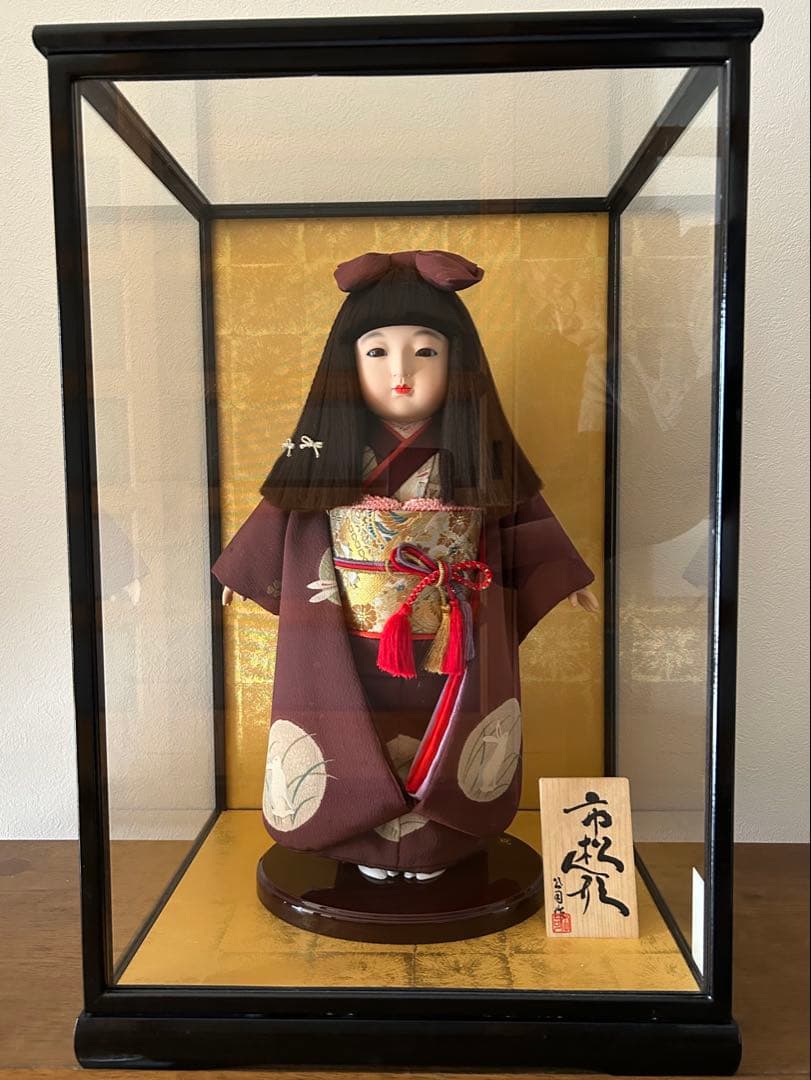 超レア　月うさぎ市松人形 公司作13号 正絹本仕立て　ガラスケース付き　雛祭り