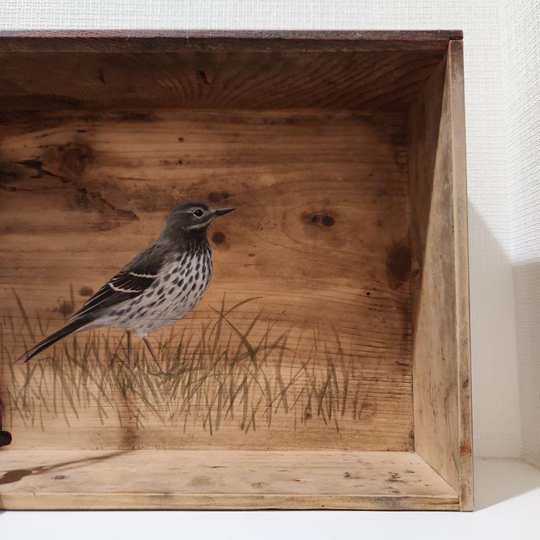 ユカワアツコ　引き出しの絵画　鳥と草　展示会購入　原画