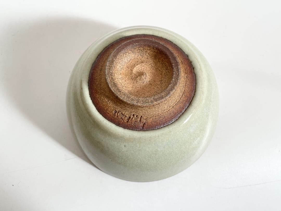 陶芸家　大塩正義　赤膚焼　萩釉　茶碗　共箱　日展評議員　橋本明治展記念