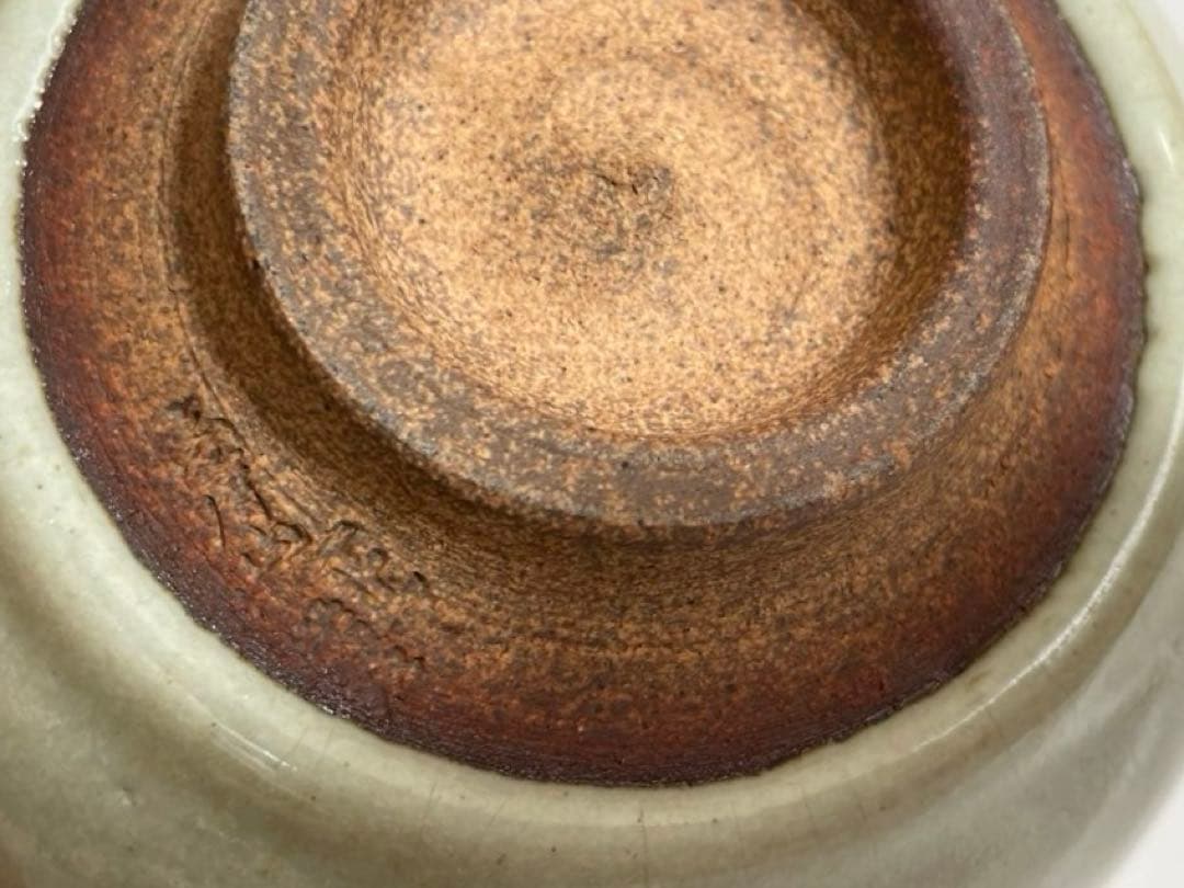 陶芸家　大塩正義　赤膚焼　萩釉　茶碗　共箱　日展評議員　橋本明治展記念