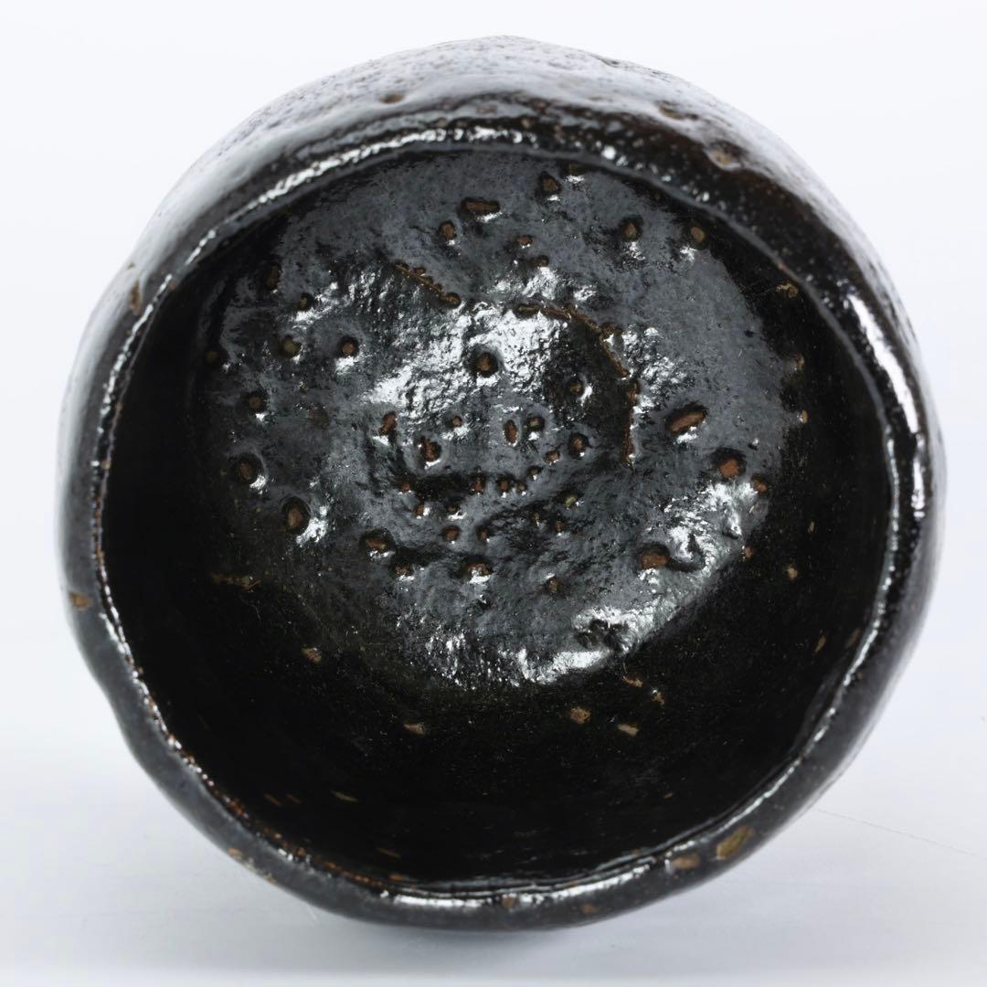 越中國埴生焼 二代太田竹亭作 黒茶碗 共箱 茶道具 抹茶碗 黒楽 古美術 骨董品