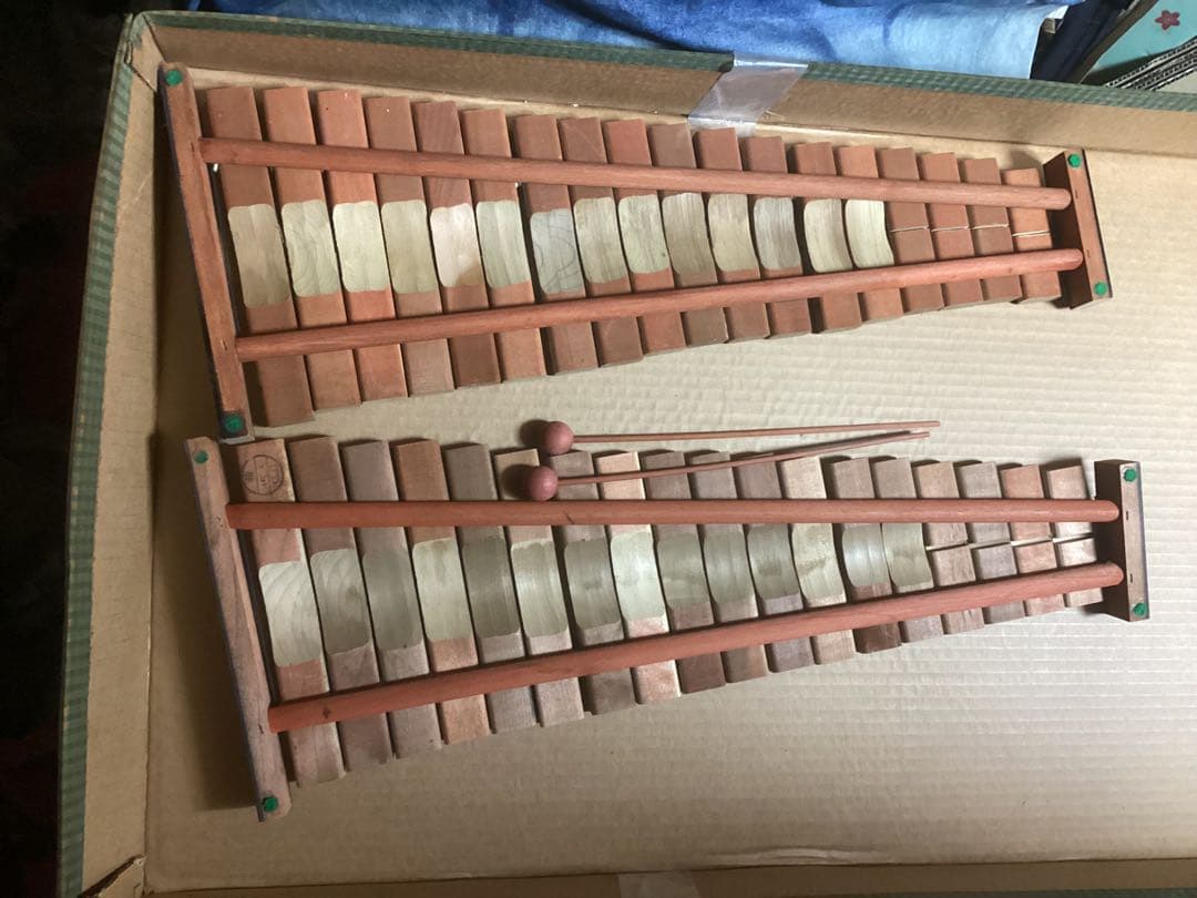 中古品 ヤマハ 木琴 No. 180 卓上 ２点セット デニムキャリーケース付き