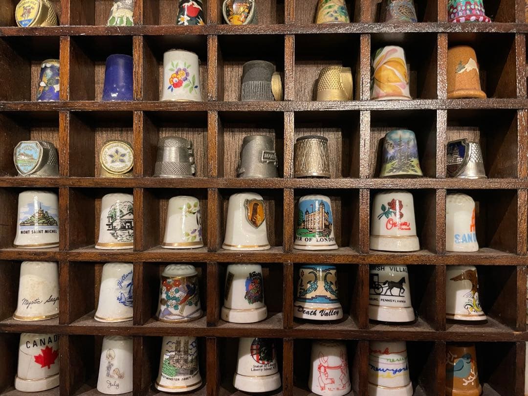 ソーイング thimble 指貫　コレクション 100個 木製ケース付き