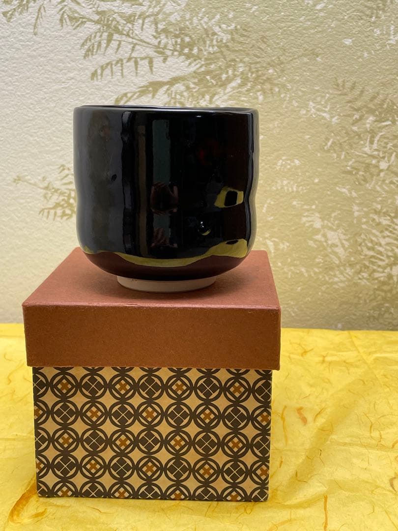 抹茶茶碗　茶碗　黒楽筒茶碗　清水焼　松韻堂箱付　茶道具　裏千家　表千家