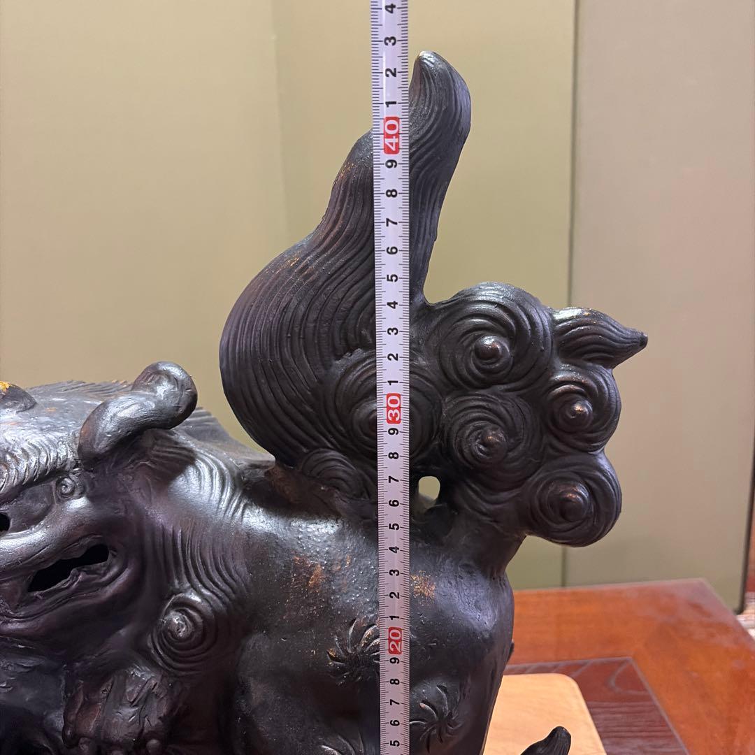 備前焼　絡み獅子