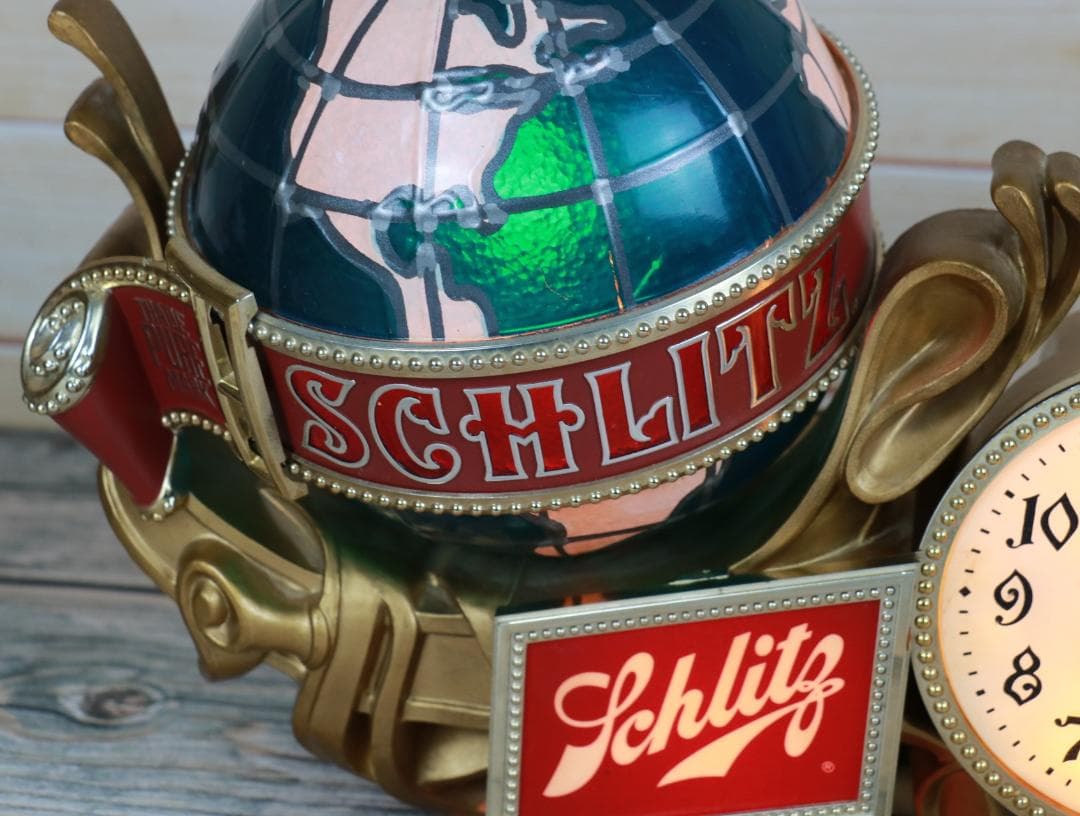 Schlitz シュリッツビール　地球儀型時計ライトサイン