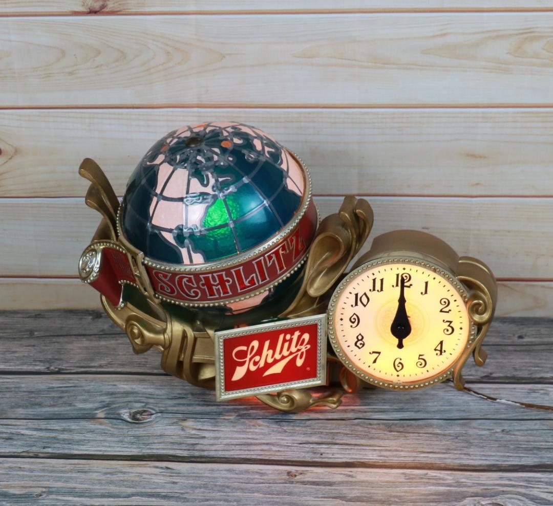 Schlitz シュリッツビール　地球儀型時計ライトサイン