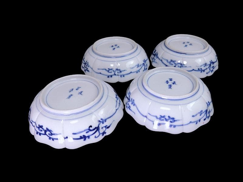 大聖寺伊万里 金襴手　牡丹に巻物　唐草の図　膾皿　４客　C135AS-DCq