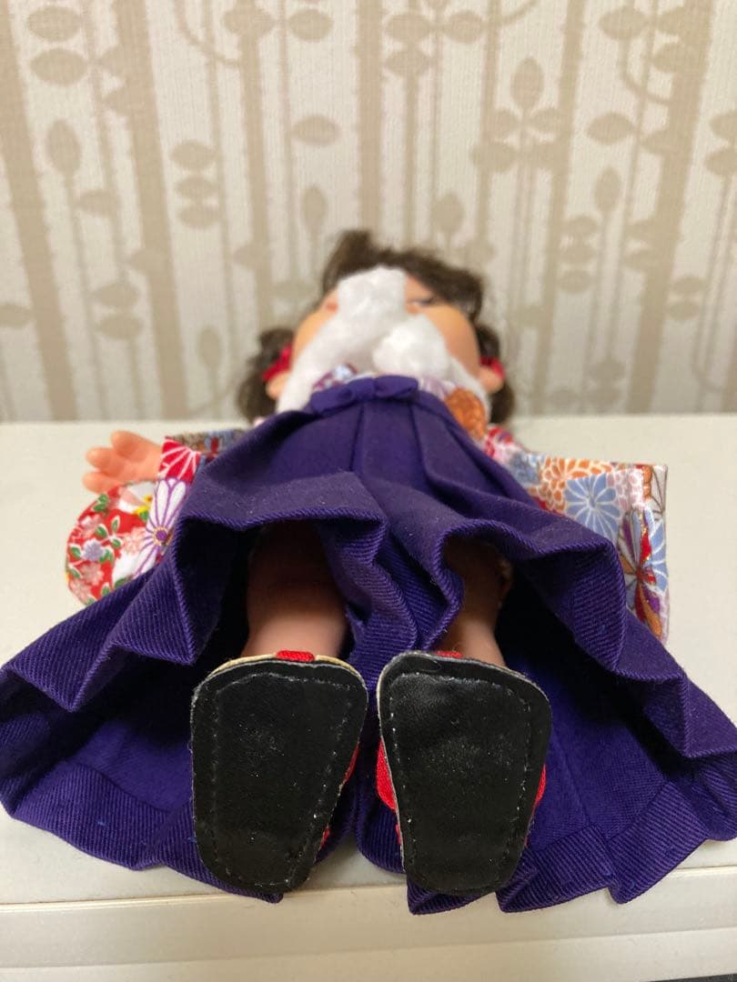 レトロ不二家植毛ペコちゃん着せ替えソフビ人形