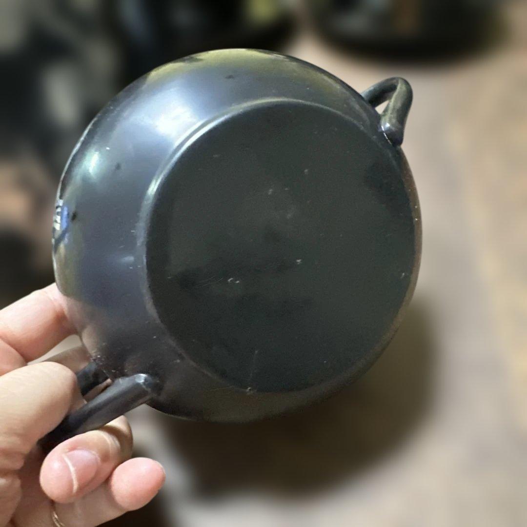 中国　ヴィンテージ　漆器 茶器セット 黒と金 花模様