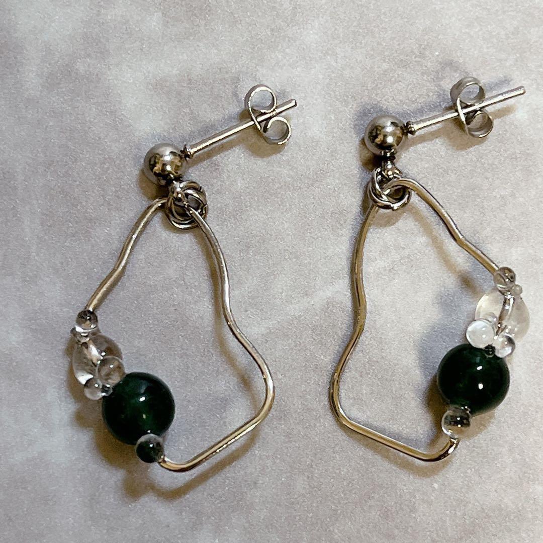 【ハンドメイド】 トップグレード グアテマラ翡翠 ピアス イヤリング 天然石