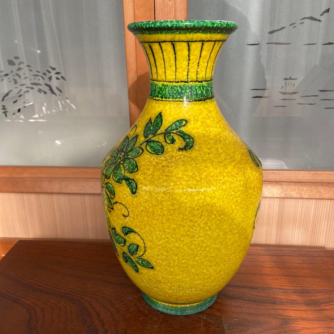 ヨーロッパアンティーク イタリア製色絵花の図大花瓶