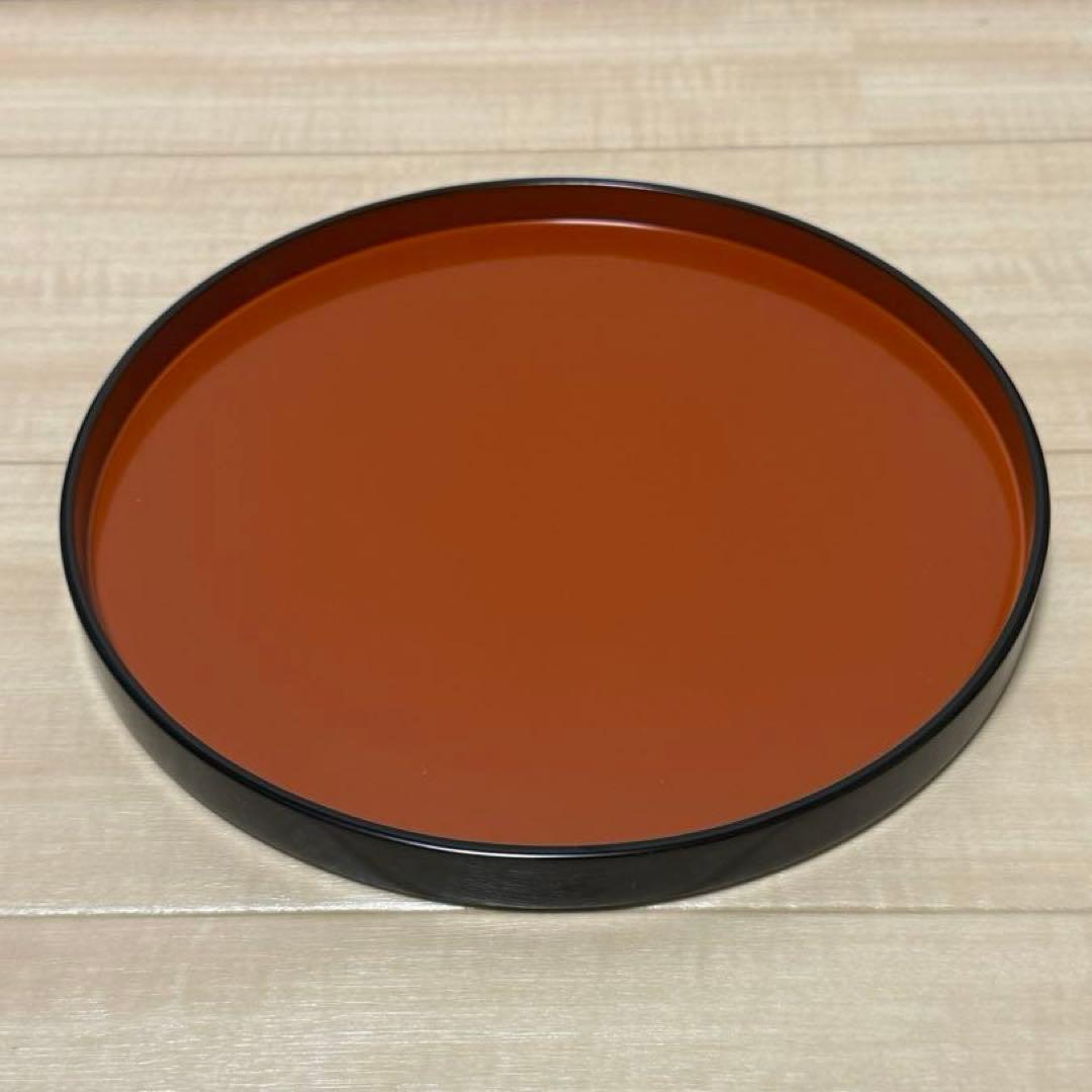 【極美品】輪島塗 大雅堂 丸盆 2枚セット（尺・9寸）布着本堅地 桐箱入