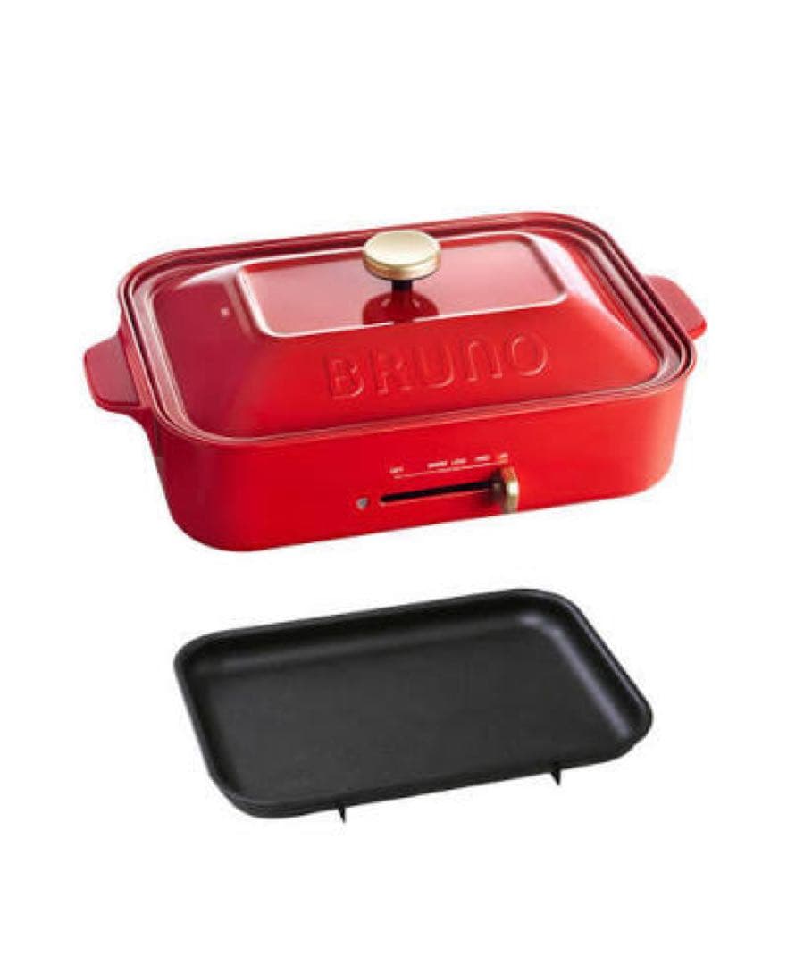 BRUNO ホットプレート レッド フラットプレート付き
