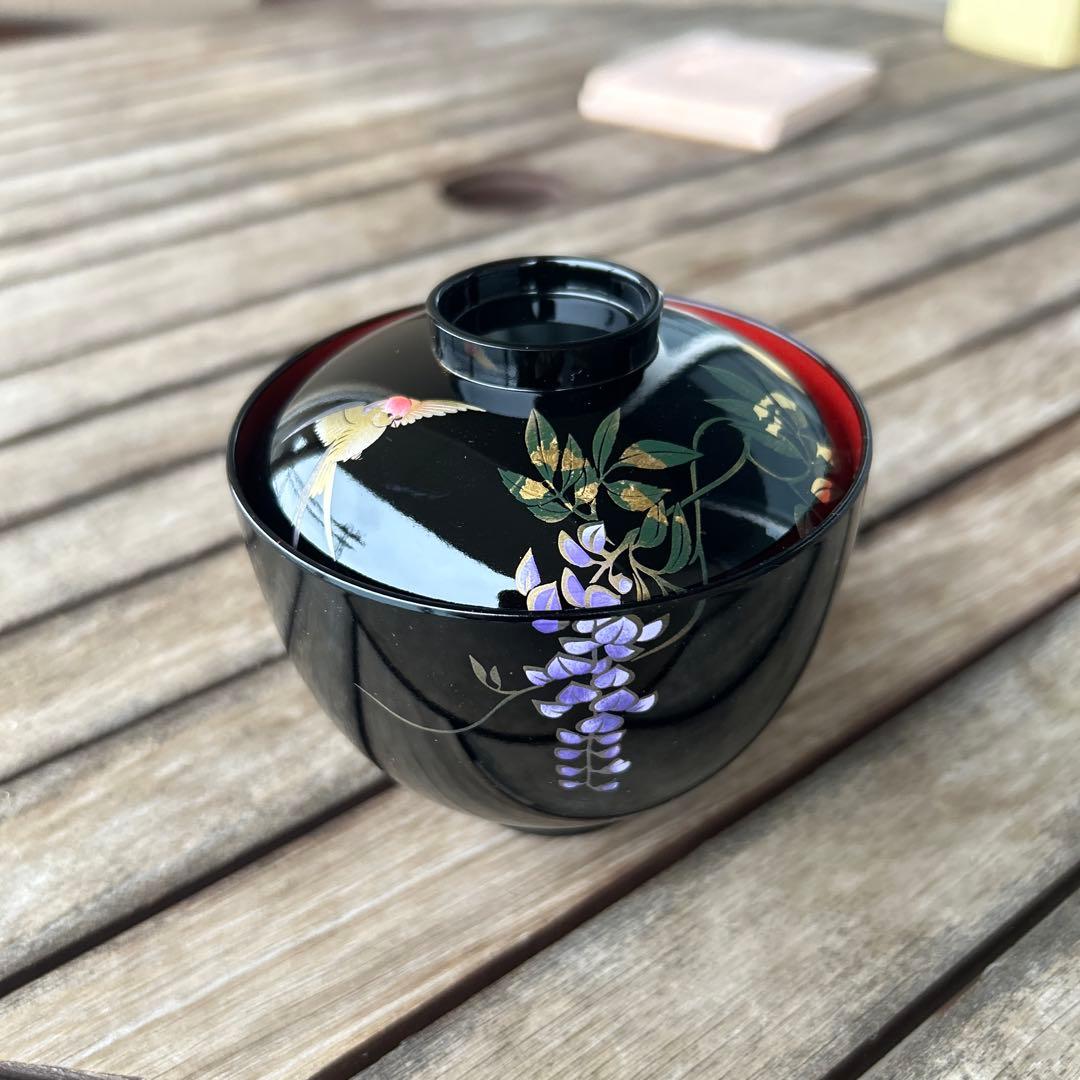 黒漆器 藤の花デザイン 5椀セット