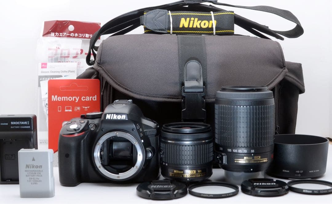 S数約1万回！Nikon D5300★Wi-Fi内蔵★カメラバック★レンズ2本