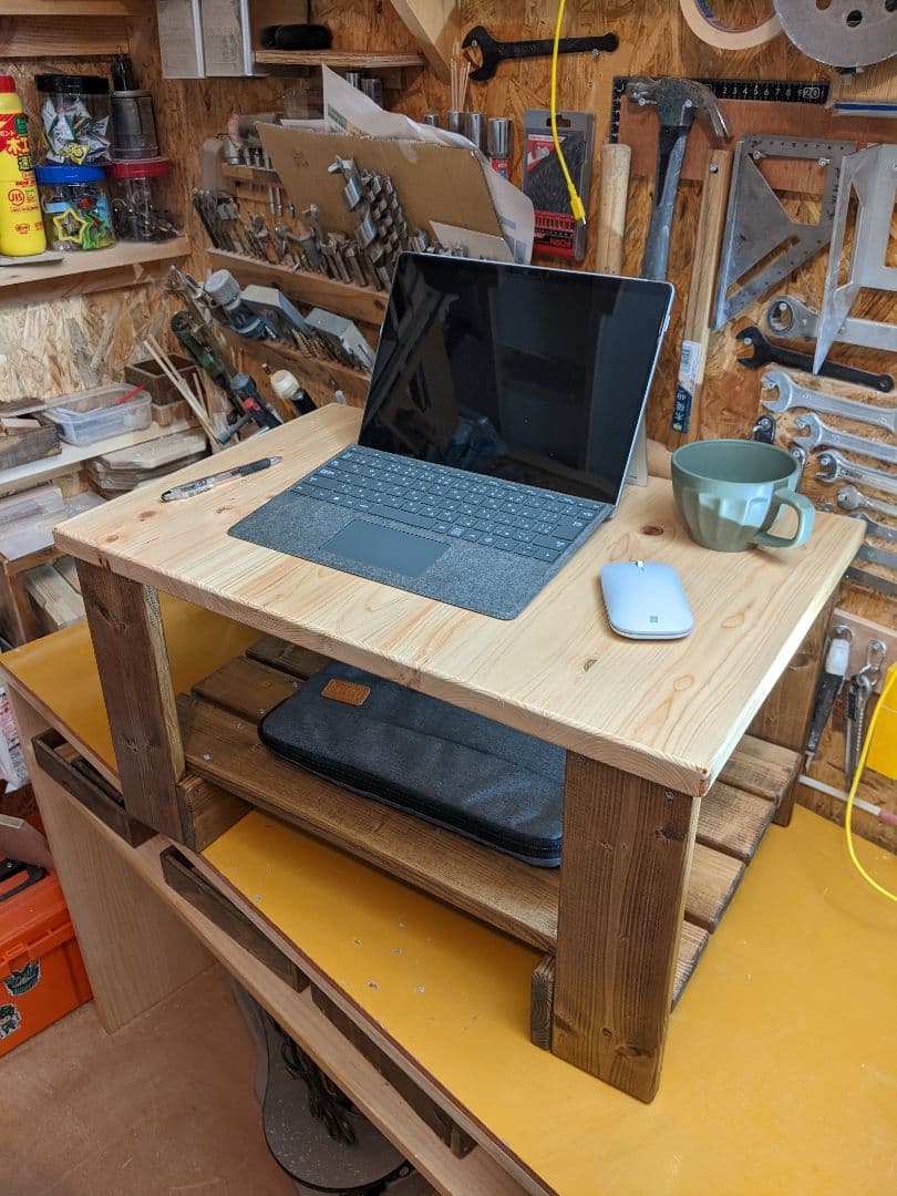 ひのき天板のローテーブル 収納付き　幅約 61cm