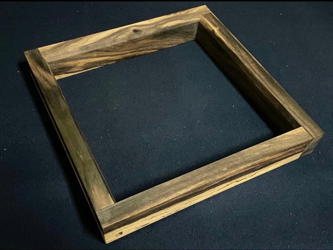 【美品】「母」 黒柿 炉縁 渡邉 可映 共箱 茶道具 銘木 （1125B）