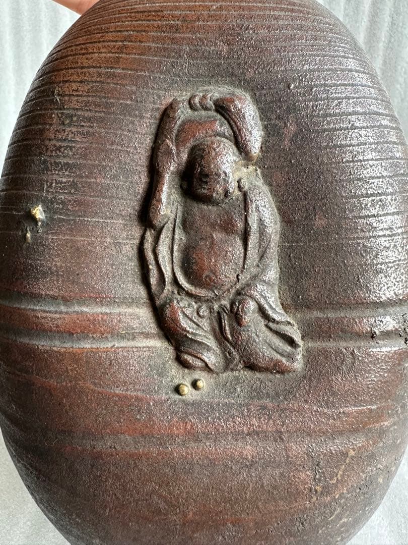 布袋様古い壺　壺 一輪挿し 徳利 酒器　花瓶　高さ約25cm 直径約15cm