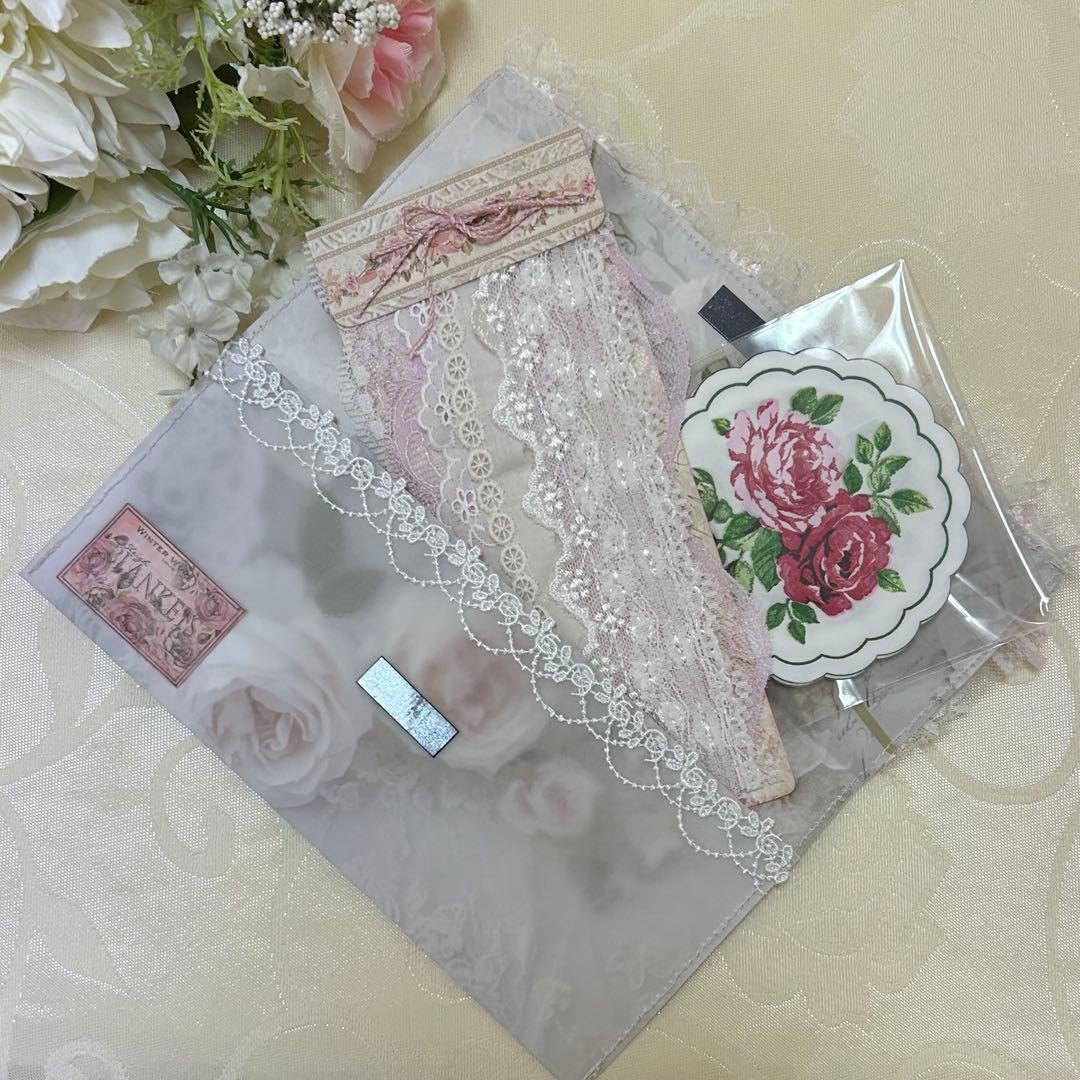 薔薇とレースのジャンクジャーナル・雑記帳　トレペ仕様　shabby rose