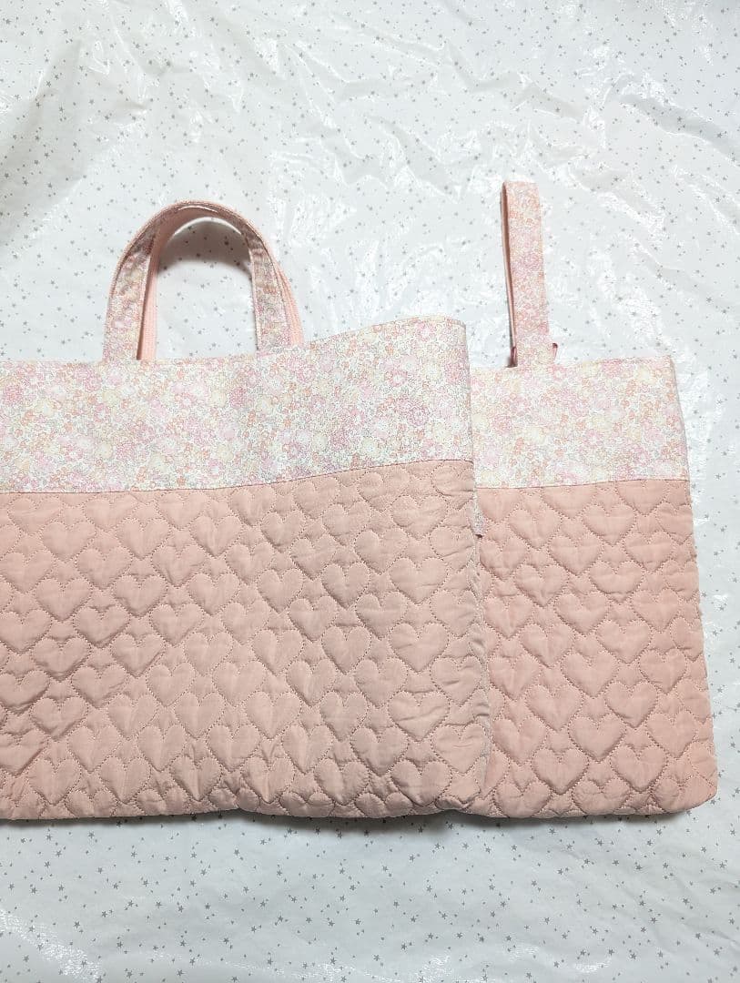 リバティ キラキラミシェル レッスンバッグ 上履き入れ ハンドメイド