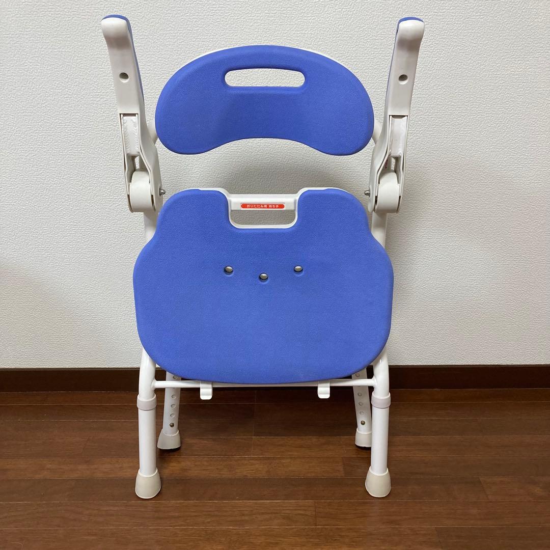 安寿 折りたたみシャワーチェア FSフィット ブルー 介護 耐荷重100k肘付き