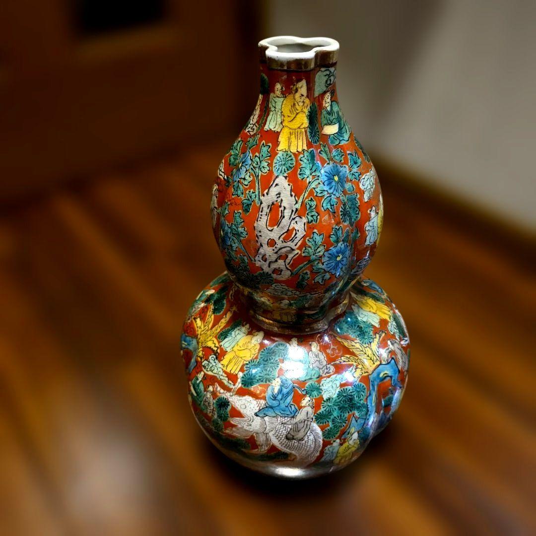九谷焼　木米　青木木米　瓢箪型　壺　36.5cm インテリア　置物　花瓶