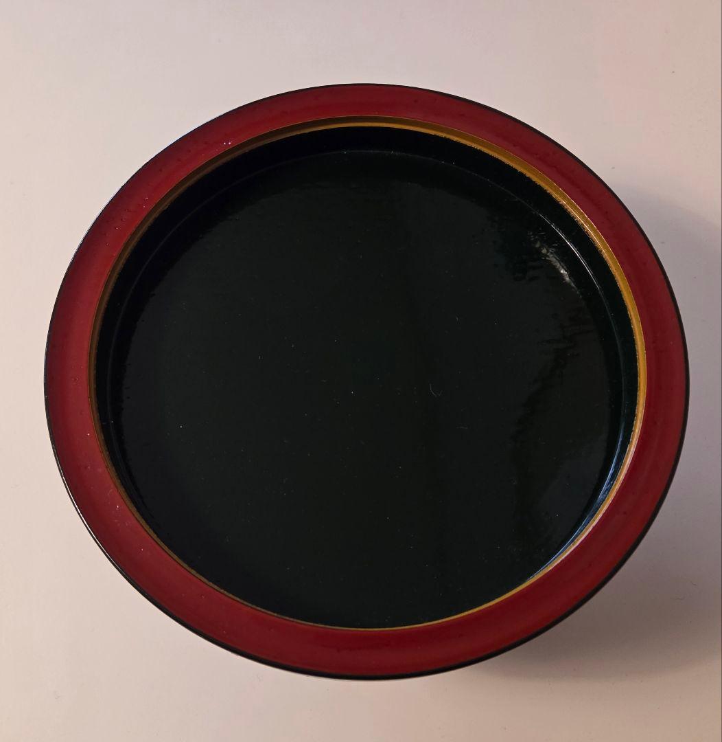 即中斎好 青漆独楽 菓子器 高杯 表千家 茶道具