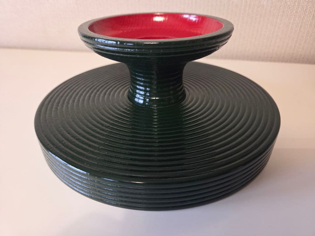 即中斎好 青漆独楽 菓子器 高杯 表千家 茶道具